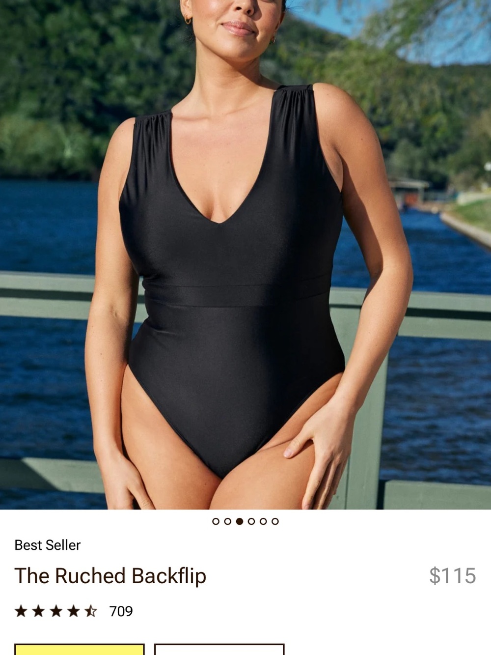 summersalt Ruched Strap V-Neck One-Piece Swimsuit - Black